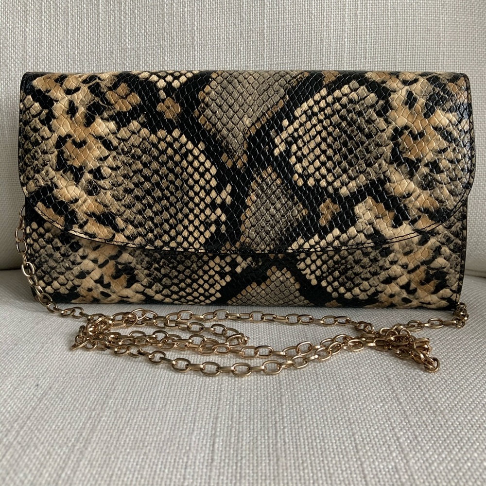 Halogen snakeskin leather purse